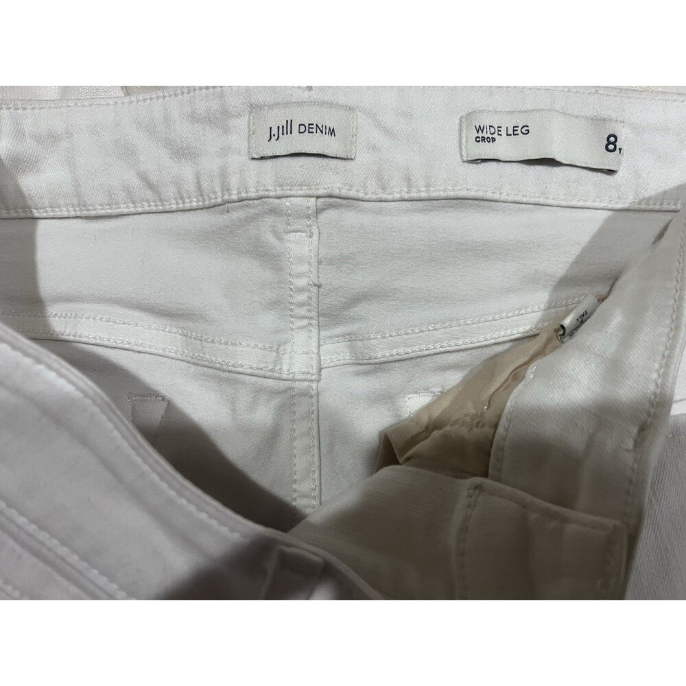 J Jill Denim Stretch Wide Leg Cropped Pants White Size 8T Inseam 26 Inches - Picture 8 of 9